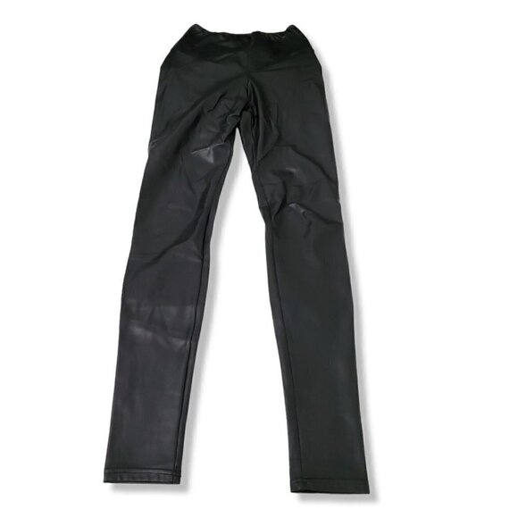Aritzia Wilfred Free Daria Pants Small Black Vegan Leather Full Length Leggings - Picture 1 of 9